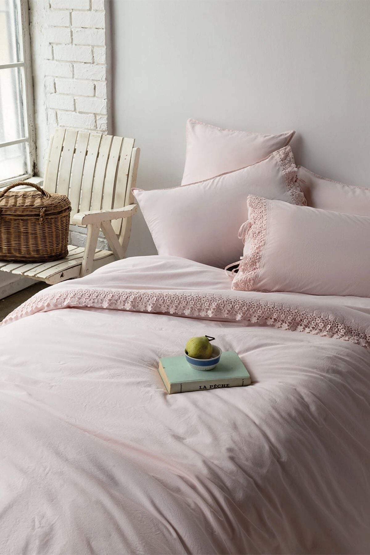 Daisy Pink Yıkanmış %100 Pamuk Poplin Çift Kişilik Nevresim Takımı