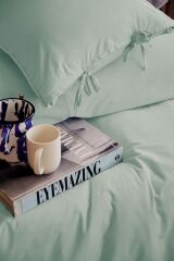 Home Yıkanmış Savanna Mint %100 Pamuk Poplin Çift Kişilik Nevresim Takımı