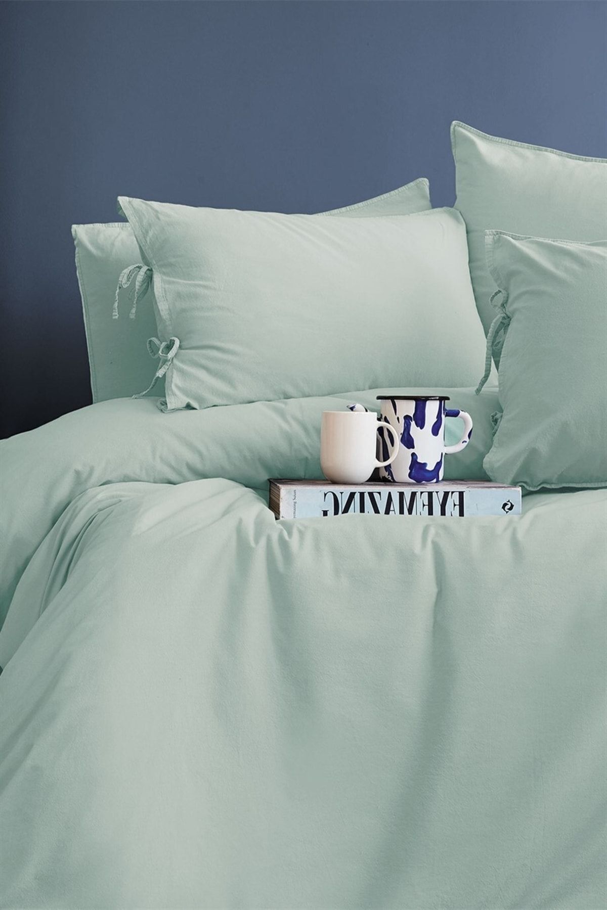 Home Yıkanmış Savanna Mint %100 Pamuk Poplin Çift Kişilik Nevresim Takımı