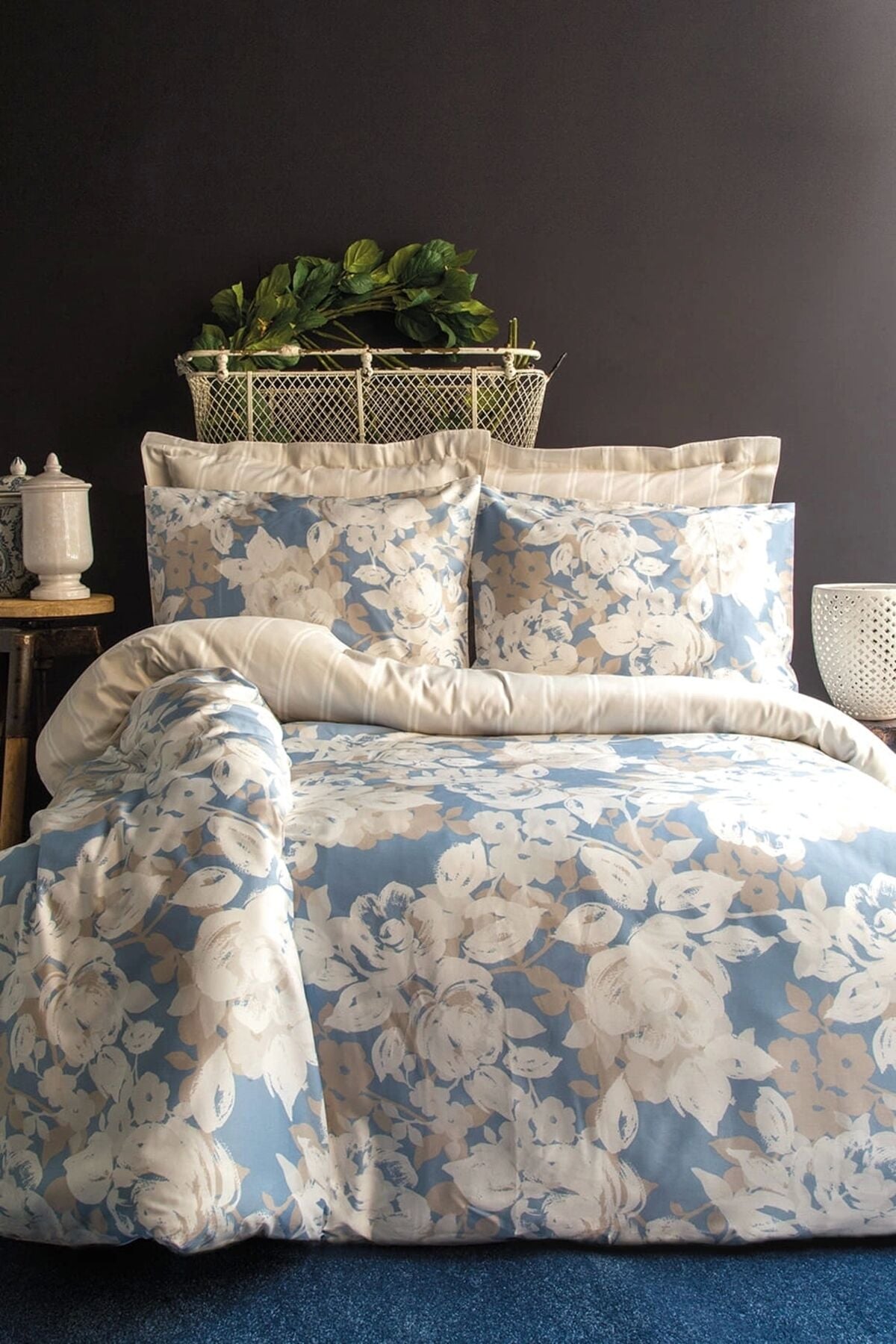 İssimo home Deco Rose Pamuk Saten Nevresim Takımı Çift Kişilik