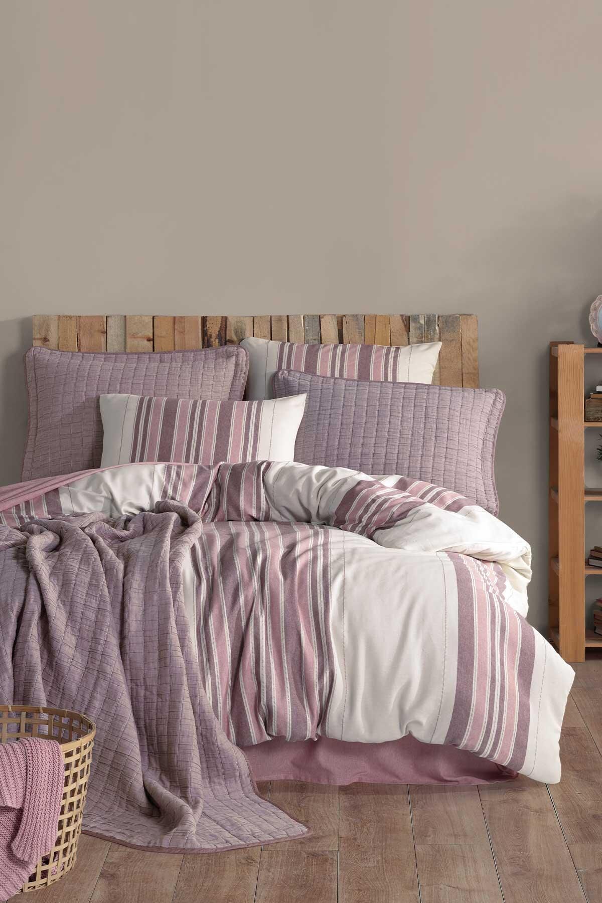 Naturel Style Nevresimli Yatak Seti Çift Kişilik 7 Parça